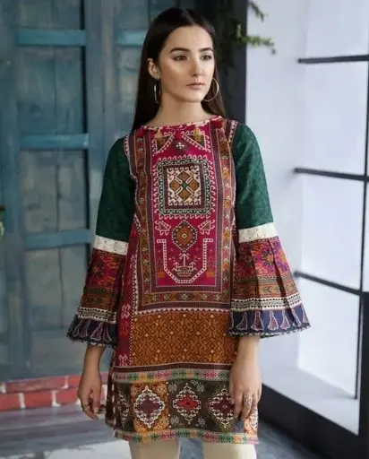 1 Pc Women's Unstitched Swiss Lawn Printed Shirt 