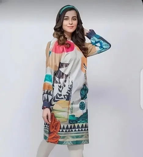 1 Pc Women's Unstitched Swiss Lawn Printed shirt